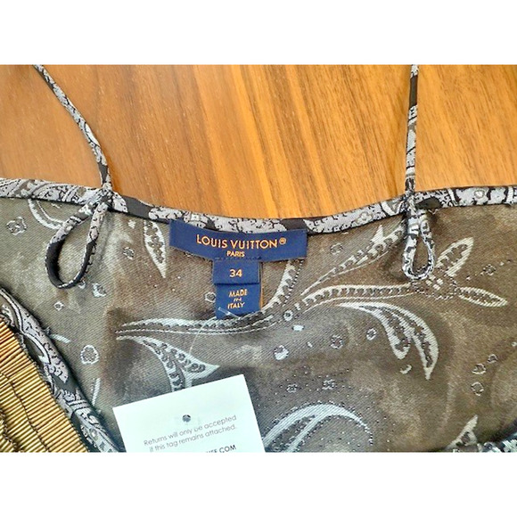Louis Vuitton Metal Beaded Silk Paisley Printed Tank Top Camisole Women SZ 34 XS - Picture 10 of 16